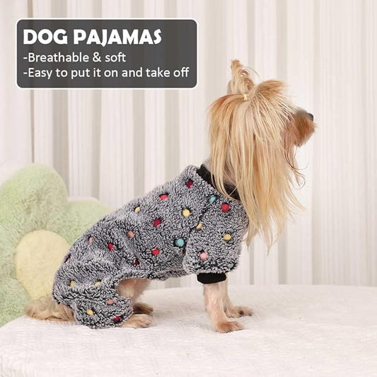 YIKEYO Dog Pajamas for Small Dogs Boy and Girl,Cotton Small Dog Sweater, Stretchable Pet Jammies Puppy Outfits for Dogs Female Male, Winter Doggie Pjs Clothes(Grey, XXXS)