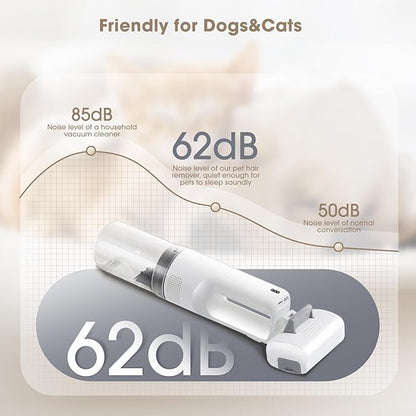 Pet Grooming Vacuum Kits-Dog&Cats Hair Remover Dematting Shedding, Cordless Handheld and Rechargeable Machine Friendly Noise with 9K Suction 300ml Dust Cup Travel/Household