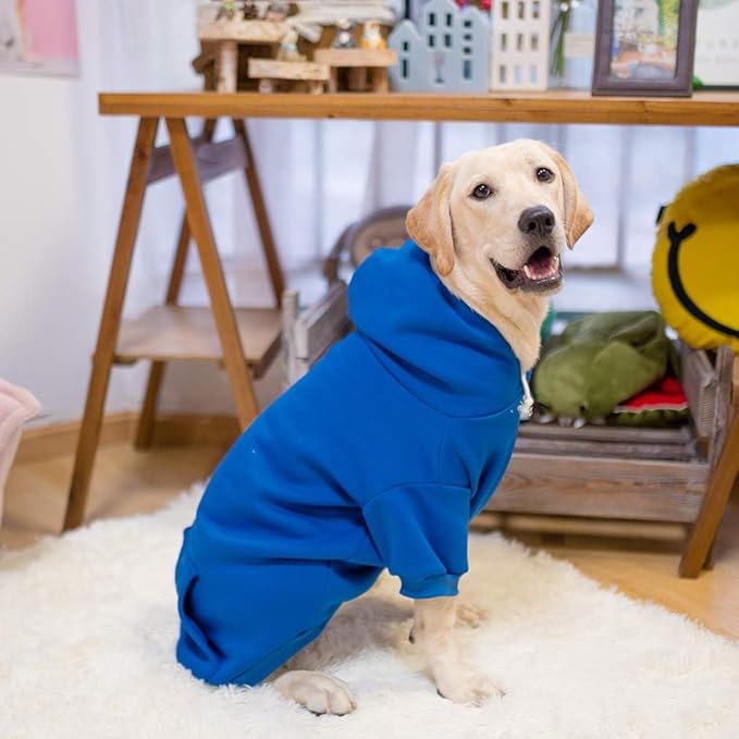KOOLTAIL Dog Hoodie for Large Medium Small Dogs,Soft and Warm Pet Sweater with Leash Hole and Pocket Boy Girl,Puppy Fall Winter Jacket Clothes,French Pitbull Cold Weather Coat Sweatshirt,Blue XL/XXL