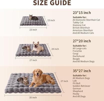Cat Bed Mat, Soft Plush Faux Fur Kneading Pet Bed, Machine Washable Cat Sleeping Pad for Indoor Cats & Kittens, Non-Slip Fluffy Cat Rug for Couch Sofa Floor, 23x15 Inch Grey