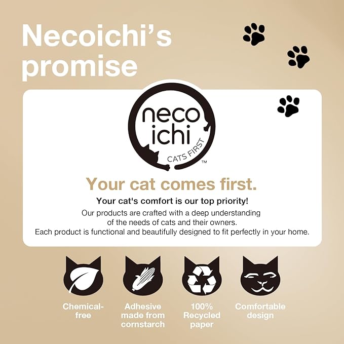 Necoichi Cat Scratcher Bowl Replacement for Indoor Cats - Cat Scratching Lounger with Reversible Usability and Extra Comfort for Lounge, Cardboard Bed Couch / (Regular, Oak)