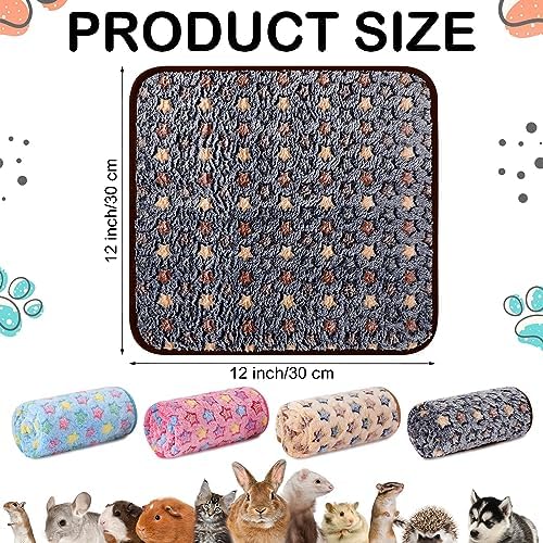 Reginary 4 Pcs Guinea Pig Fleece Cage Liners, Star Pattern, 12 x 12 Inch