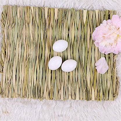 Hamiledyi Grass Mat Woven Bed Mat for Small Animal Bunny Bedding(Pack of 3)