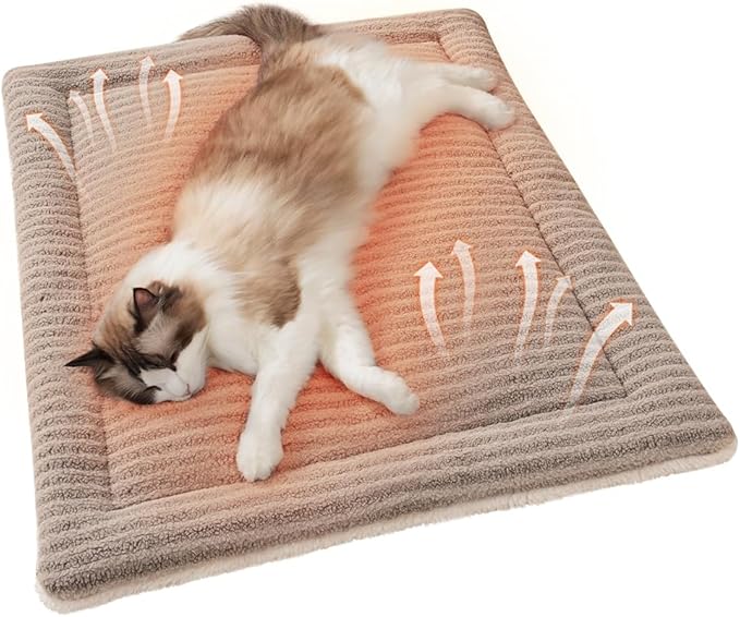 Self-Warming Cat Bed Pad, Reversible & Ultra Soft Pet Mat for Crates, Kennels, Sofas & Furniture, Machine Washable, Durable for Dogs and Cats, 23x15 Inch Coffee