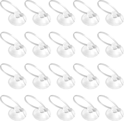 FEBSNOW Aquarium Suction Cups, Fish Tank Suction Cups Aquarium Suction Cup Clip Suction Hooks with 30 PCS Adjustable Cable Ties for Plants, Planter, Binding Moss Shrimp Nest (20)
