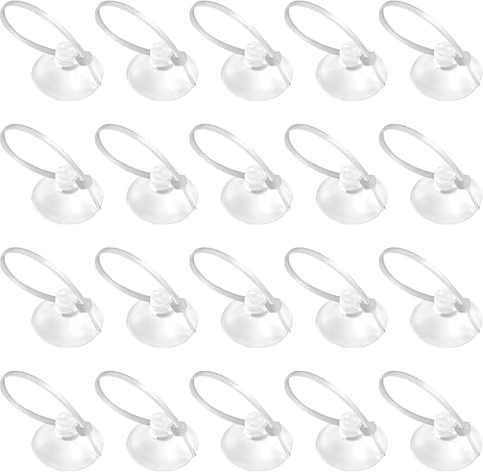 FEBSNOW Aquarium Suction Cups, Fish Tank Suction Cups Aquarium Suction Cup Clip Suction Hooks with 30 PCS Adjustable Cable Ties for Plants, Planter, Binding Moss Shrimp Nest (10)
