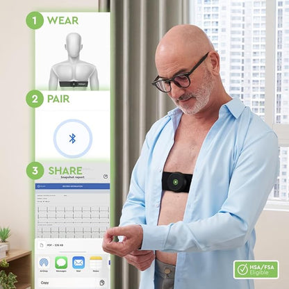 Bioheart | 24/7 Continuous Heart Monitor | No Prescription Needed | Smart Wearable | Chest Strap | One Month Subscription Included