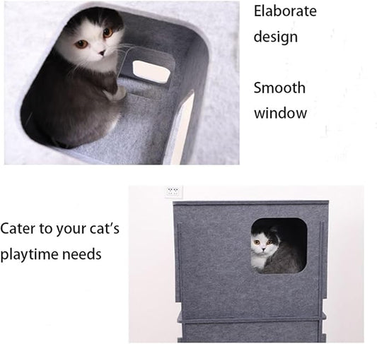 Stacking felt cat nest Cat Tunnel Bed, Cozy Hide and Seek Cat Den, All Season Useful Litter Box, Fun for Cats or Dogs, The Peekaboo Foldable Felt Cat Cave and Cube for Small Medium Large Cats