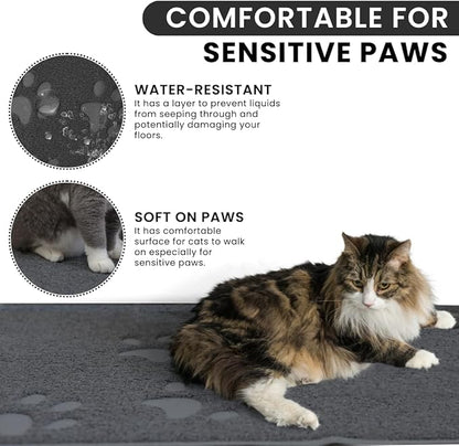 Andalus Jumbo Cat Litter Mat, Pack of 1 - Waterproof, Non-Slip & Easy to Clean Cat Litter Box Mat for Extra Efficient Pet Litter-Trapping, Grey (47” X 35”)