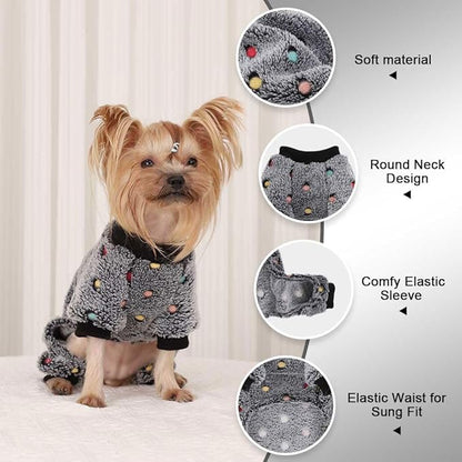 YIKEYO Dog Pajamas for Small Dogs Boy and Girl,Cotton Small Dog Sweater, Stretchable Pet Jammies Puppy Outfits for Dogs Female Male, Winter Doggie Pjs Clothes(Grey, XXS)