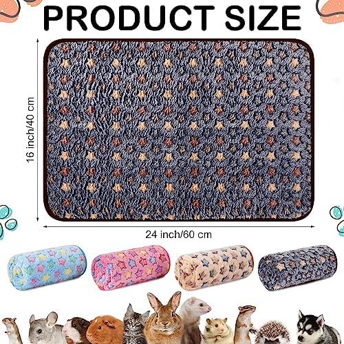 Reginary 4 Pcs Guinea Pig Fleece Cage Liners, Star Pattern, 24 x 16 Inch