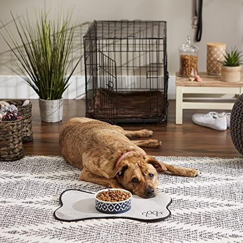 Bone Dry Lattice Collection Pet Bowl & Canister, Single Dish, Medium 6x2", Nautical Blue