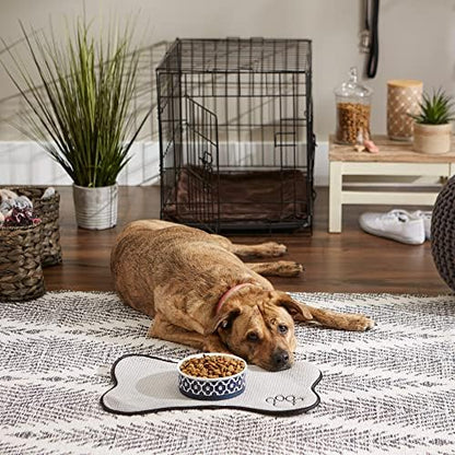 Bone Dry Lattice Collection Pet Bowl & Canister, Single Dish, Medium 6x2", Nautical Blue
