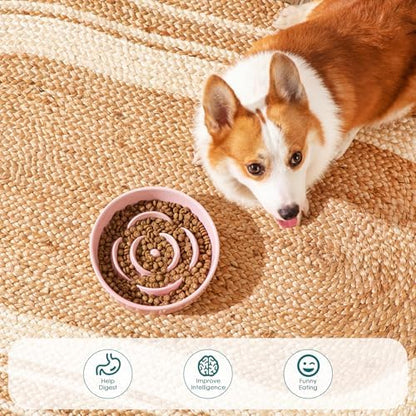 vancasso Ceramic Slow Feeder Dog Bowl, 1.5 Cup Puzzle Dish for Medium Breed