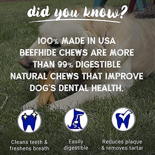 Pet Factory 100% Made in USA Beefhide 5" Chip Rolls Dog Chew Treats - Peanut Butter Flavor, 20 Count/1 Pack