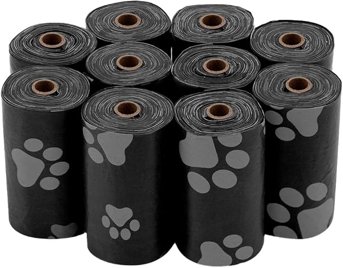 Best Pet Supplies Dog Poop Bags for Waste Refuse Cleanup, Doggy Roll Replacements for Outdoor Puppy Walking and Travel, Leak Proof and Tear Resistant, Thick Plastic - Black, 240 Bags