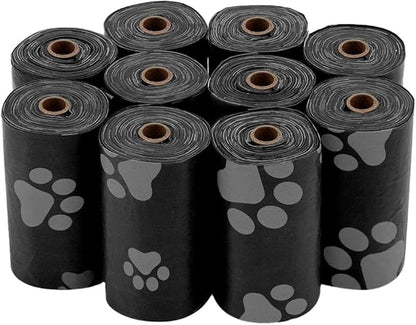 Best Pet Supplies Dog Poop Bags for Waste Refuse Cleanup, Doggy Roll Replacements for Outdoor Puppy Walking and Travel, Leak Proof and Tear Resistant, Thick Plastic - Black, 240 Bags