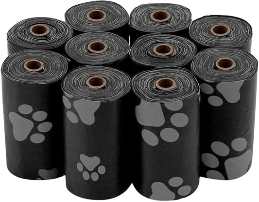 Best Pet Supplies Dog Poop Bags for Waste Refuse Cleanup, Doggy Roll Replacements for Outdoor Puppy Walking and Travel, Leak Proof and Tear Resistant, Thick Plastic - Black, 240 Bags