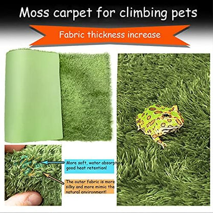 kathson 2 PCS Reptile Carpet Mat Terrarium Bedding Substrate Liner Mat Imitation Rainforest Crawler Mats for Snakes Bearded Dragon Gecko Chameleon Turtles Iguana（23.62 X 15.74 in）