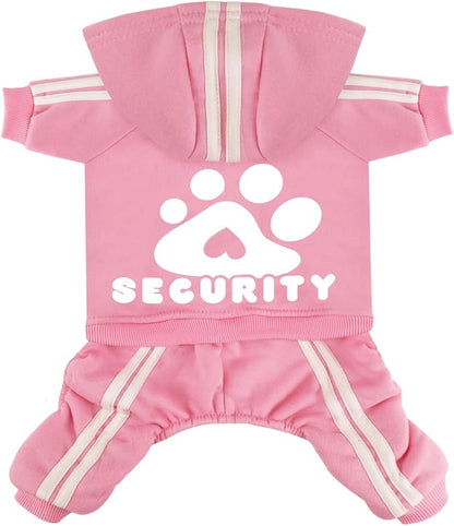 Dog Hoodie Security Clothes 4 Legs Jumpsuit Sweatshirt Hoodies Soft & Warm Dog Outfit Pullover Dog Winter Clothes Sweater for Small Medium Large Dogs Cats (Pink, X-Small)