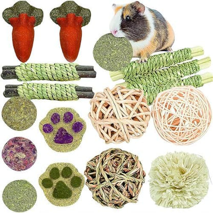 16PCS Guinea Pig Toys, Rabbit Play Balls Rolling, Teeth Care Molar Toys for Hamster Rabbit Guinea Pig Rats Gerbils Hamster Chinchilla Etc