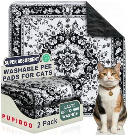 PUPIBOO Washable Pee Pads for Cats & Dogs - Super Absorbent Reusable Cat Litter Mat & Puppy Training Pads - 100% Waterproof, Leak-Proof & Non-Slip Whelping Pads for Pet Housebreaking