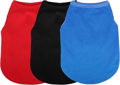 Paiaite 3 Pieces Plain Dog Shirt Sleeveless Puppy Cotton Dog Shirts Breathable Pet Apparel Tank Top Colorful Puppy Sweatshirt Clothes for Small Medium Dogs Red Black and Blue XXS