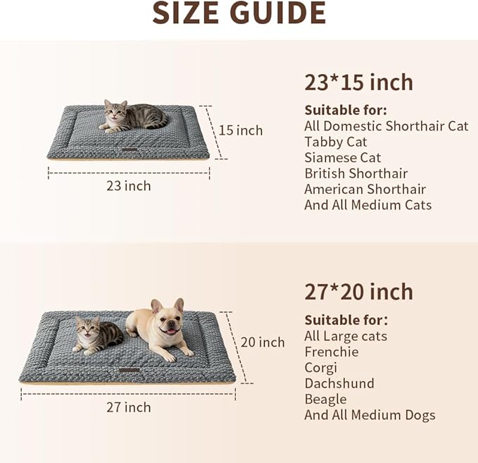 Plush Cat Kneading Bed Mat, Premium Plush Fabric Bed with Non-Slip Bottom, 3cm Thick All-Season Cushion for Cats Who Knead, Machine Washable Anti-Static Pet Bed, 27x20 Inch, Grey
