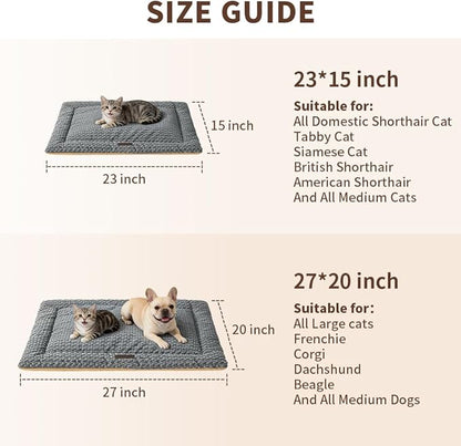 Plush Cat Kneading Bed Mat, Premium Plush Fabric Bed with Non-Slip Bottom, 3cm Thick All-Season Cushion for Cats Who Knead, Machine Washable Anti-Static Pet Bed, 27x20 Inch, Grey