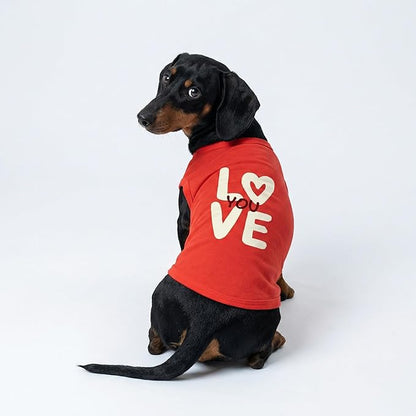 Fitwarm Love You Dog Shirt, Funny Valentines Outfit for Small Dogs Boy Girl, Festive Pet Clothes, Red, White, XL