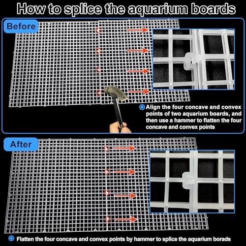 Adjustable Aquarium Fish Tank Divider Filter Bottom Plastic Grid Fish Tank Isolation Board Egg Crate Tray(White, 4pcs 11.8X11.8Inch with 0.35Inch Hole)