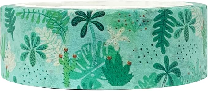 allydrew Washi Masking Tape, 15mm x 5M, Green Ferns