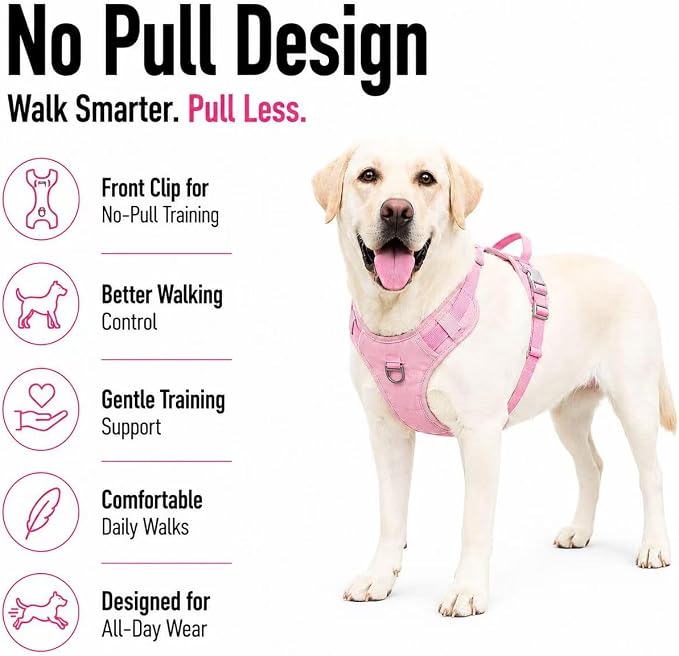 No Pull Dog Harness with Built-in Hidden AirTag & GPS Tracker Holder, Reflective Adjustable Escape-Proof Vest Harness for Small & Medium Dogs (Pink, S)