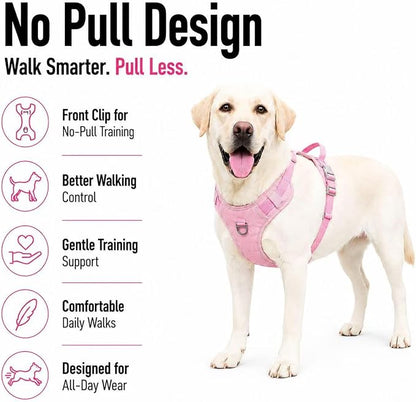 No Pull Dog Harness with Built-in Hidden AirTag & GPS Tracker Holder, Reflective Adjustable Escape-Proof Vest Harness for Small & Medium Dogs (Pink, XL)