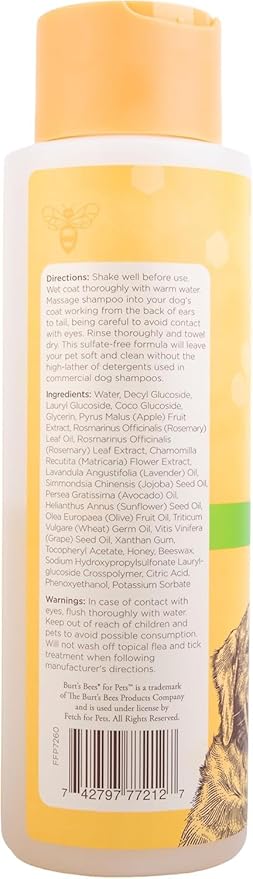 BURT'S BEES FOR PETS Deodorizing Dog Shampoo with Apple and Rosemary, 95% Natural Origin Formulas, Dog Deodorizing Shampoo - Gentle Dog Shampoo, Best Dog Shampoo for Smelly Dogs, 16 oz