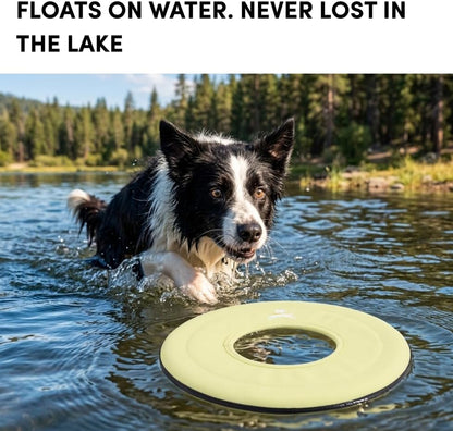 OllyDog Super Flyer Dog Flying Disc – Floating Fetch Toy for Water Play, Soft Eco-Friendly Recycled Fabric, Gentle on Teeth, 11" for Medium & Large Dogs (Sol, 11")
