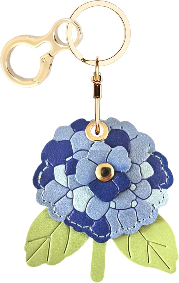 BORKUANA Leather Keychain Holder Case Compatible with AirTag,Cute Protective Cover with Keyring