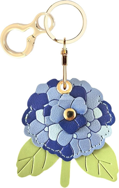 BORKUANA Leather Keychain Holder Case Compatible with AirTag,Cute Protective Cover with Keyring