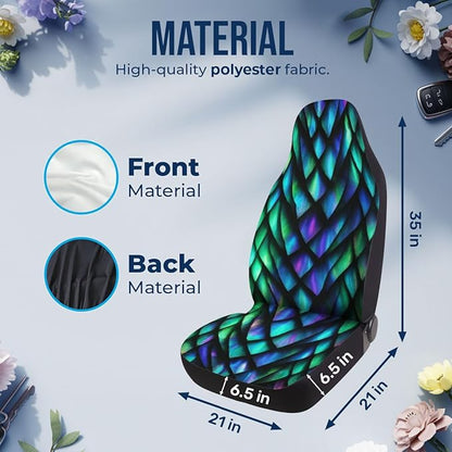 GENANY Holographic Dragon Scale Car Seat Covers Set of 2, Breathable Front Seat Covers for Truck Sedan SUV, Holographic Car Accessories, Dragon Gift for Women Men