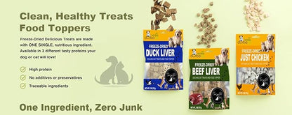 Freeze-Dried Duck & Chicken Balanced Raw Bites - Dog & Cat Treats Food Topper - Perfect for Picky Eaters - Grain-Free, Protein Rich Recipe (2.0 oz, Duck & Chicken Balanced Mix)