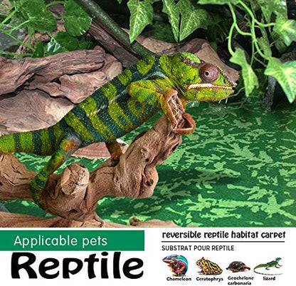 Reptile Carpet, 36 * 18in Pet Terrarium Liner,Reptiles Cage Mat/Substrate for Snakes, Chameleons, Geckos ands Kitchen Use(2sheets) with Tweezers Feeding Tongs