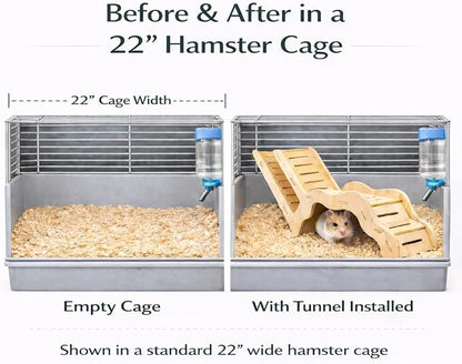 Large Size Syrian Hamster Explorer Set - Snap-Together Wooden Burrow with Panoramic Window,Natural Chew-Safe Design Decorative Landscaping Digging Peeping Hide Underground Fun for Cage Enrichment
