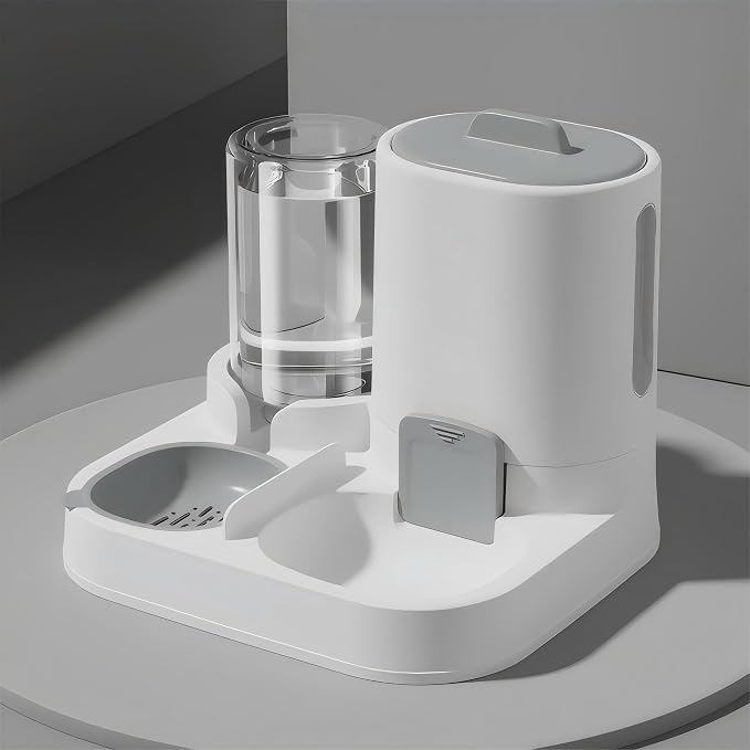 Automatic Cat Feeder and Water Dispenser 2-in-1 Food Bowl Station | Gravity Station for Small Cats Dogs Kitten Puppy, Auto Feeding Supplies, Automatic Cat Food and Water Dispenser