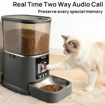 Automatic Cat Feeder with Camera Two-Way Video/Autio 5G WiFi, 5L | 3MP HD, Custom Voice, APP Control Automatic Dog Feeder with Night Vision, Cat Food Dispenser, Automatic Feeder Cat Dry Food