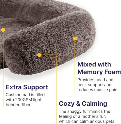Codi Large Calming Dog Bed for Couch – Anti-Anxiety Sofa Protector Mat for XL Dogs, 45''x37''x6'', Machine Washable, Fluffy & Cozy with Non-Slip Bottom, Ash Brown