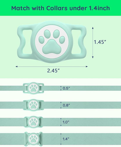 IP68 Waterproof Dog AirTag Holder for Dog Collar, Soft, Stretchy Silicone | Full-Body Protection, Easy Tool-Free Installation, Quiet, No-Dangle Fit, Lightweight, Fits Dog & Cat Collars of All Widths