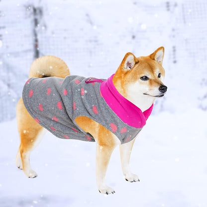 Rbenxia Grey Dog Heart Sweater with Leash Ring Soft Fleece Vest Pullover Warm Jacket Pet Clothes Winter Outfits for Small Puppy Cat Pets (Medium)