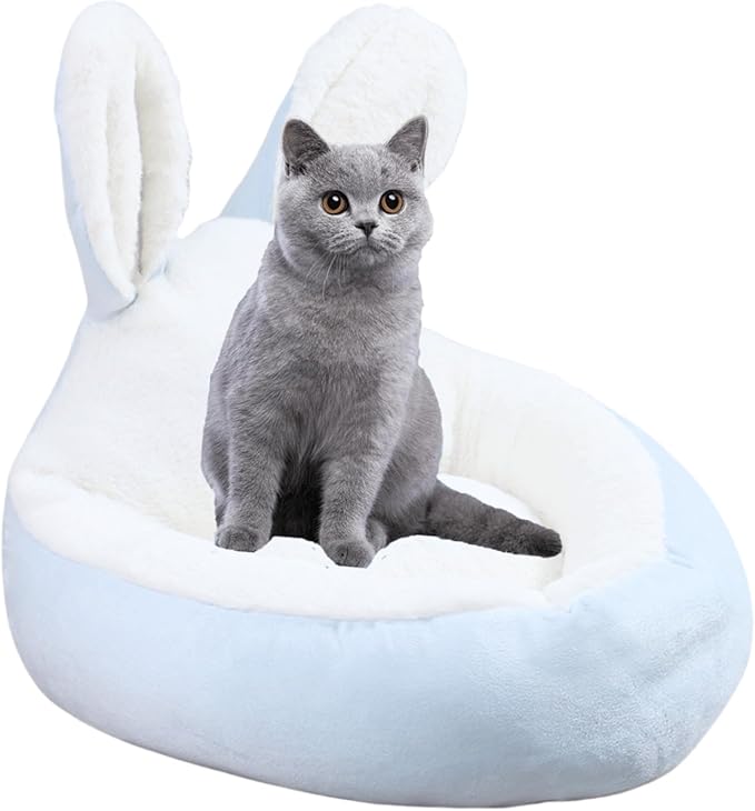Cat Bed for Indoor Cats, Cat Litter, Dog Litter, Pet Supplies, Warm in Winter, Cute, Washable, Non-Enclosed Circular Deep Sleeping Bed Mat Dog Houses (Blue,Medium)