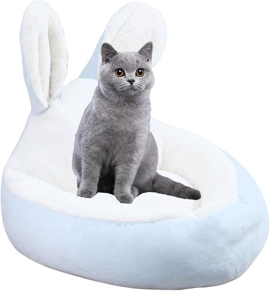 Cat Bed for Indoor Cats, Cat Litter, Dog Litter, Pet Supplies, Warm in Winter, Cute, Washable, Non-Enclosed Circular Deep Sleeping Bed Mat Dog Houses (Blue,Medium)