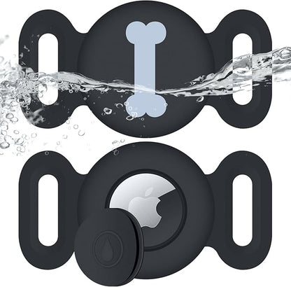 Waterproof Collar Holder Compatible with Airtag (2 Pack), Protective Anti-Lost Case for GPS Tracker, Silicone Collar Holder for Pets